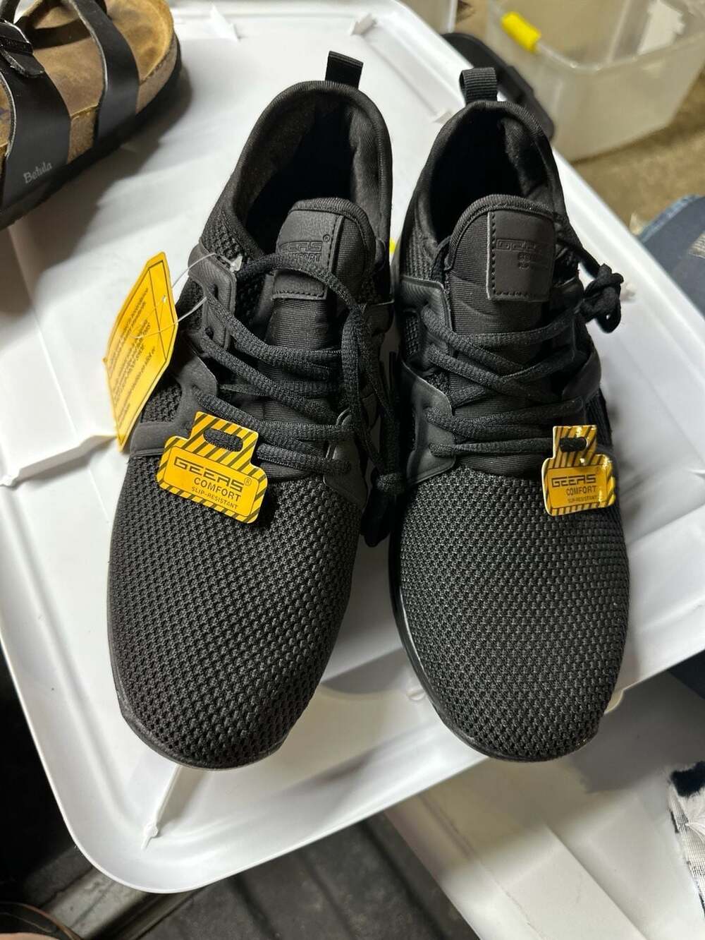 Geers Comfort Slip Resistant Safety Work Sneakers Black Mesh Size 8.5